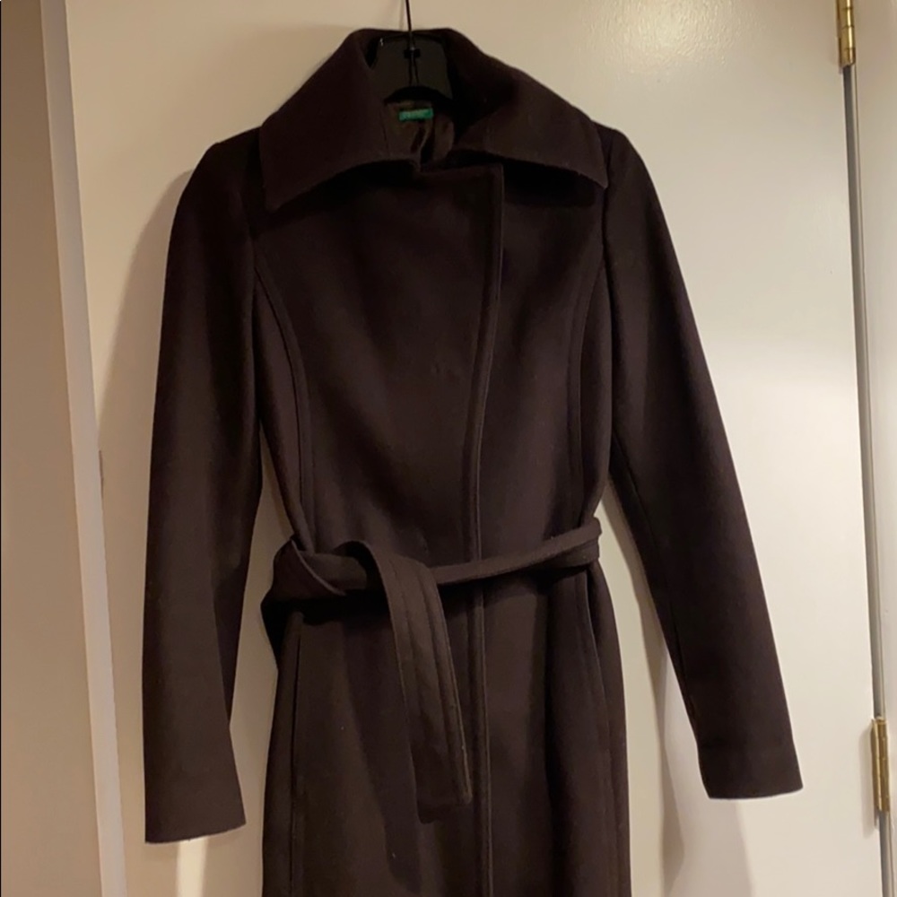 Vintage Chocolate Brown Wool Trench Coat Sz 2